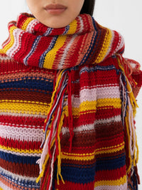 Écharpe à franges en cachemire - Multicolor Red