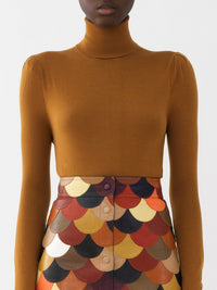 Pull à col roulé en laine - Dusty Camel