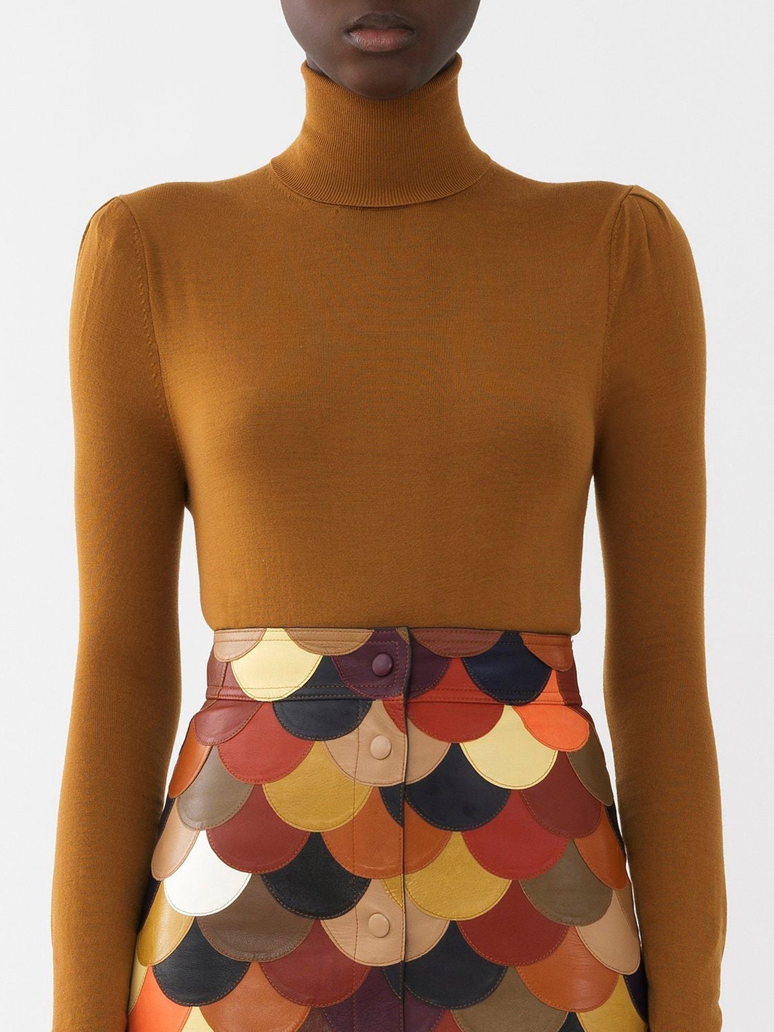 Pull à col roulé en laine - Dusty Camel