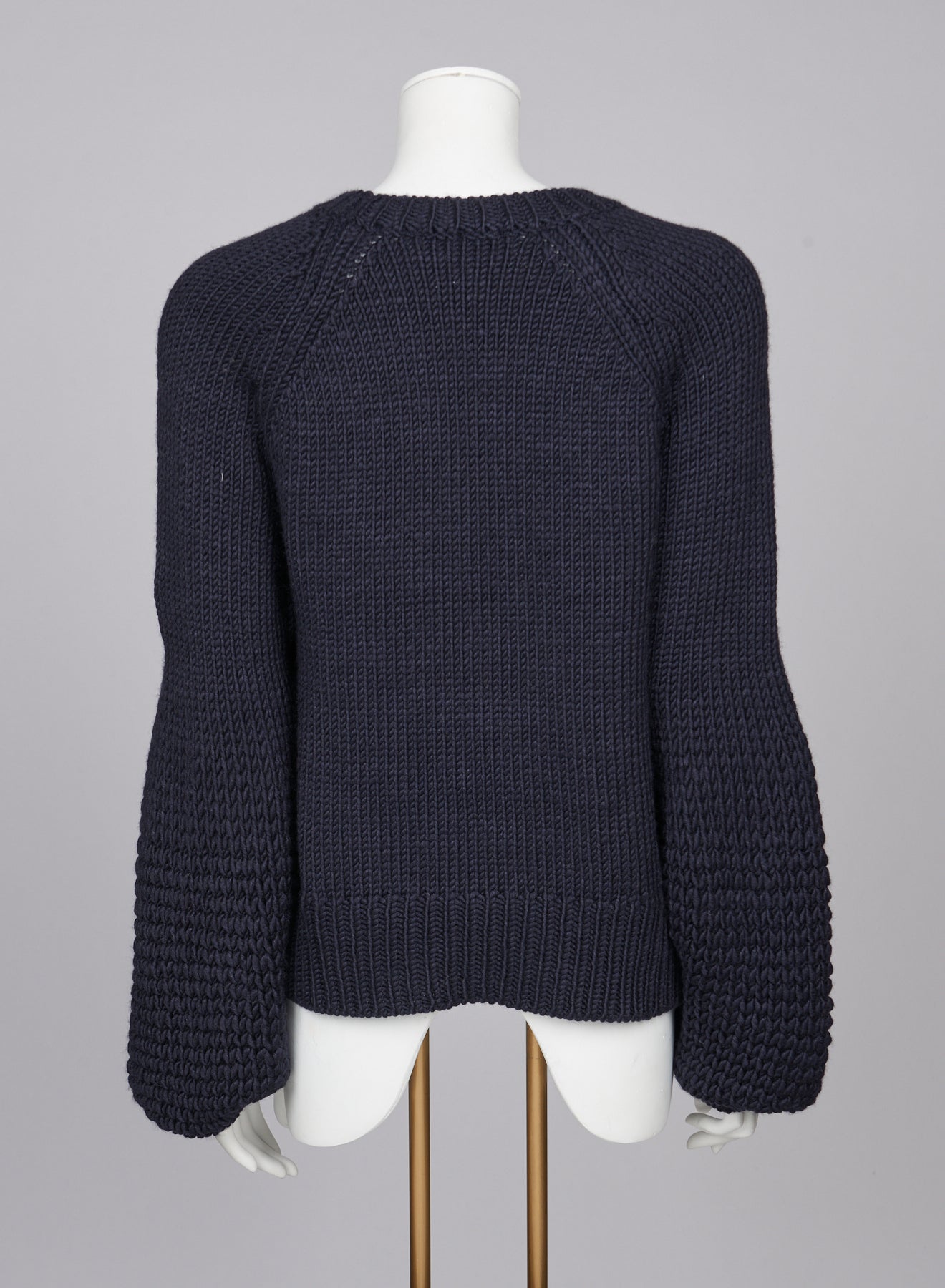 Pull en tricot épais en laine mélangée - Marine