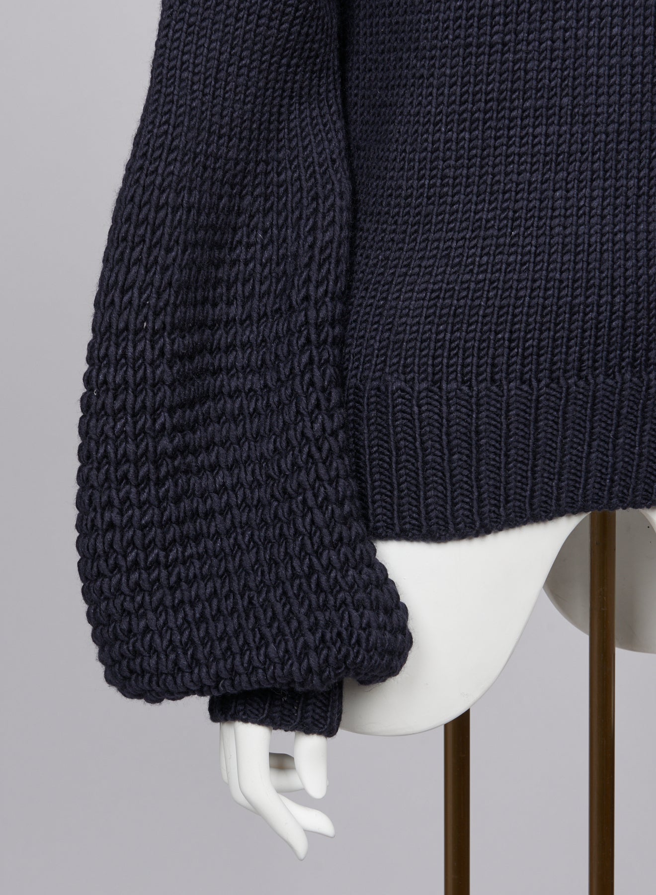 Pull en tricot épais en laine mélangée - Marine