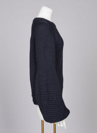 Pull en tricot épais en laine mélangée - Marine