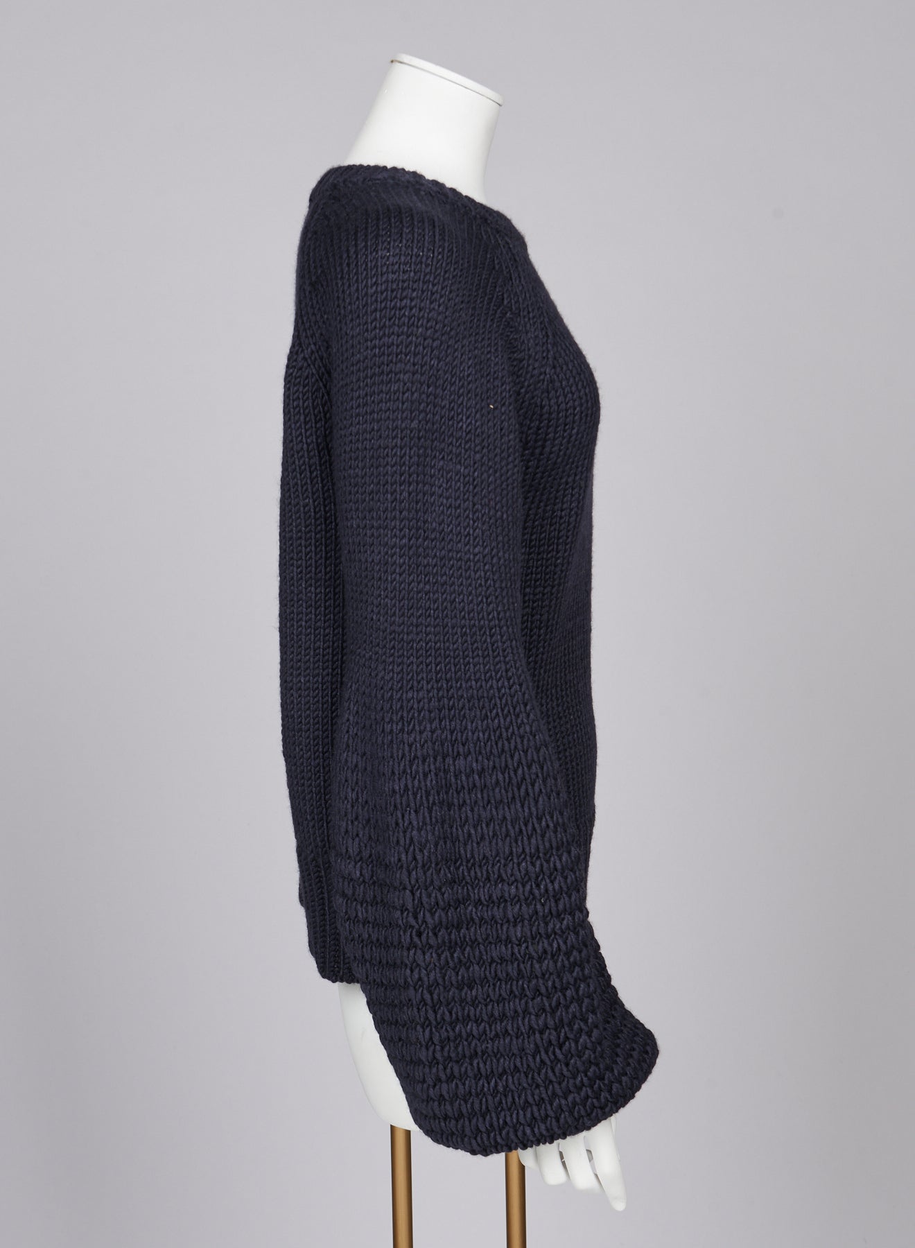 Pull en tricot épais en laine mélangée - Marine