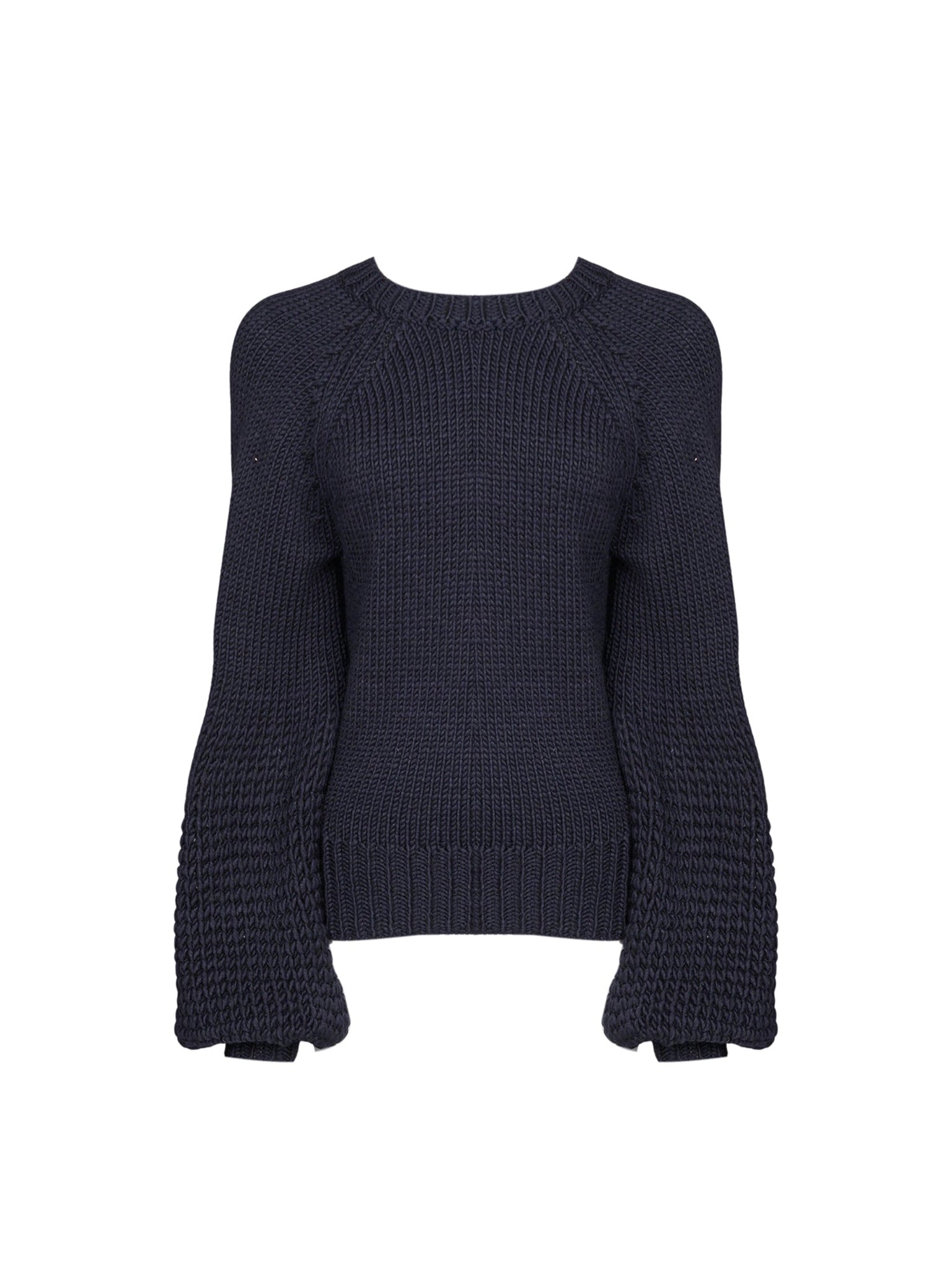 Pull en tricot épais en laine mélangée - Marine