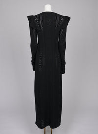 Robe en tricot de laine et cachemire en broderie anglaise - Black