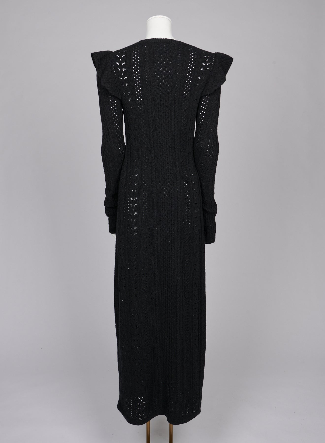 Robe en tricot de laine et cachemire en broderie anglaise - Black