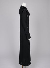Robe en tricot de laine et cachemire en broderie anglaise - Black
