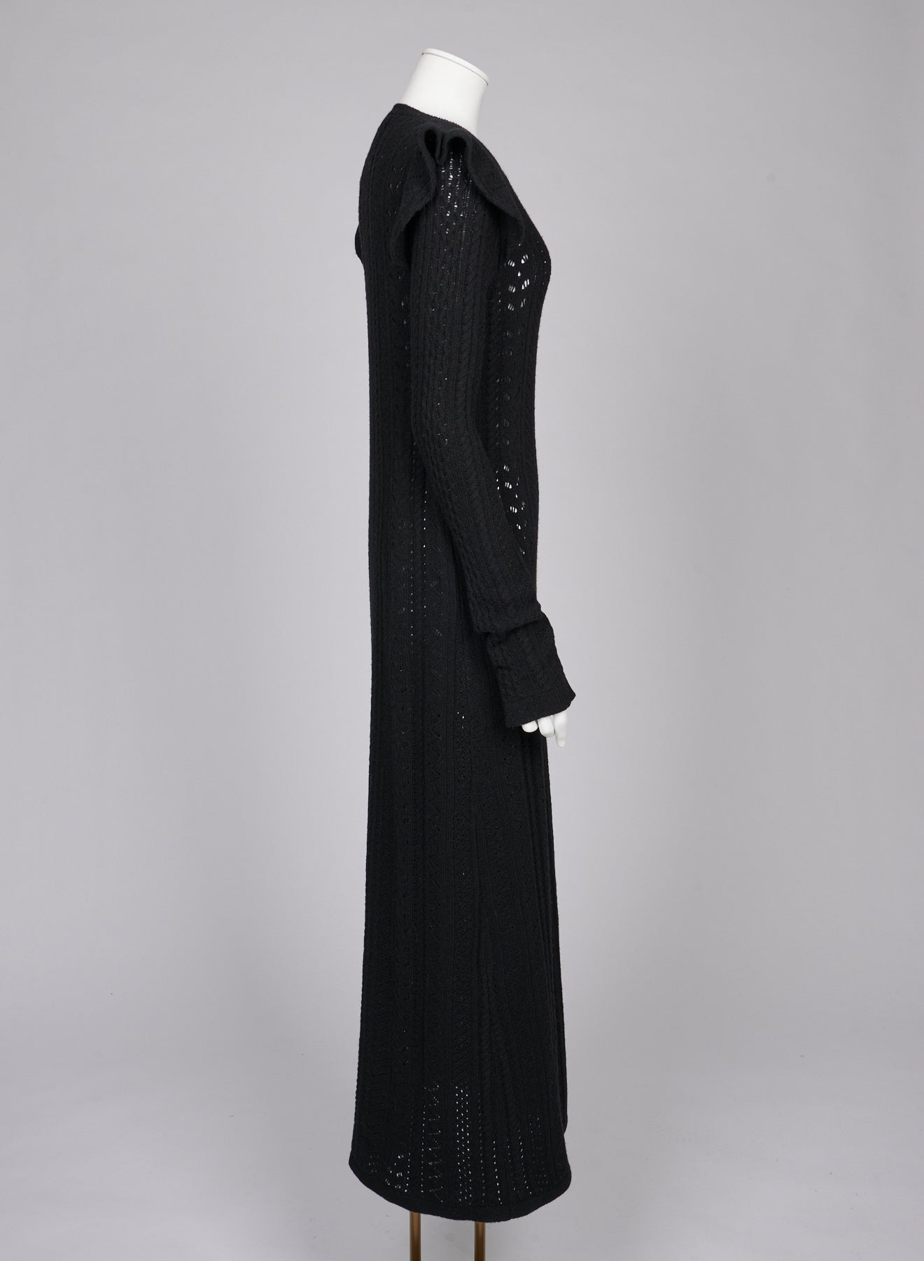Robe en tricot de laine et cachemire en broderie anglaise - Black