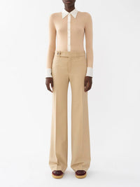 Pantalon large évasé en laine vierge - Barley Brown