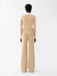 Pantalon large évasé en laine vierge - Barley Brown