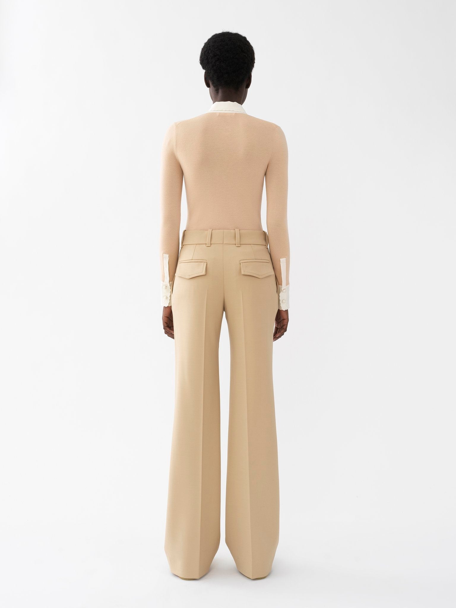 Pantalon large évasé en laine vierge - Barley Brown