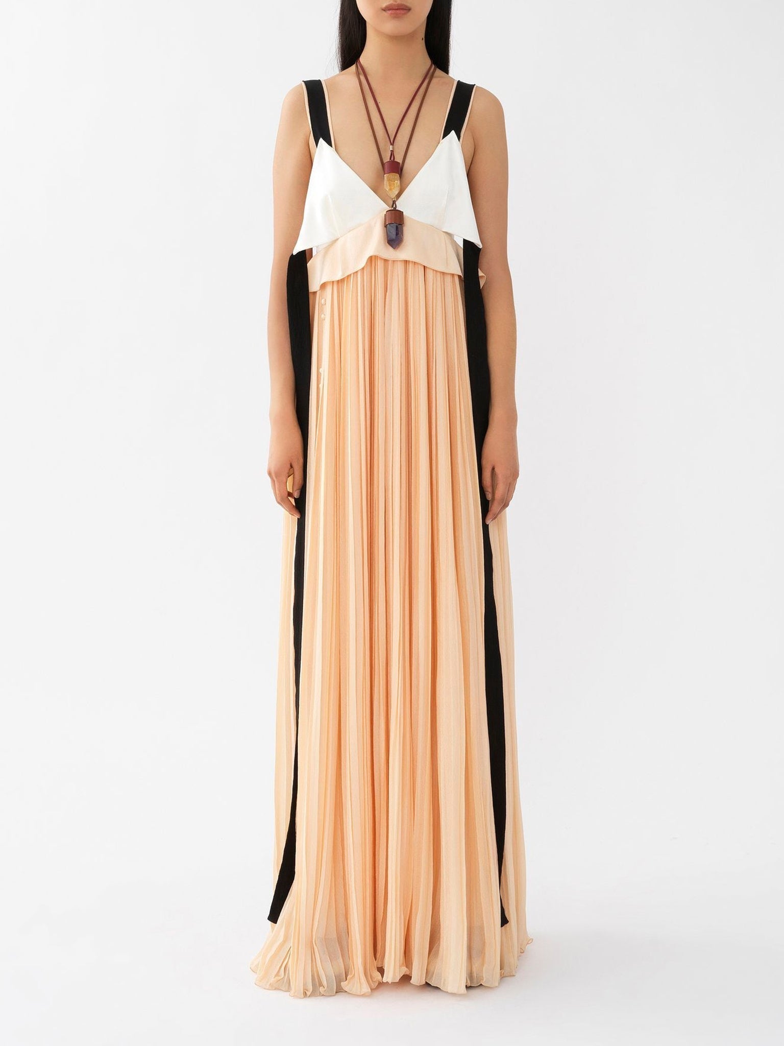 Robe empire en soie - Pink & Beige