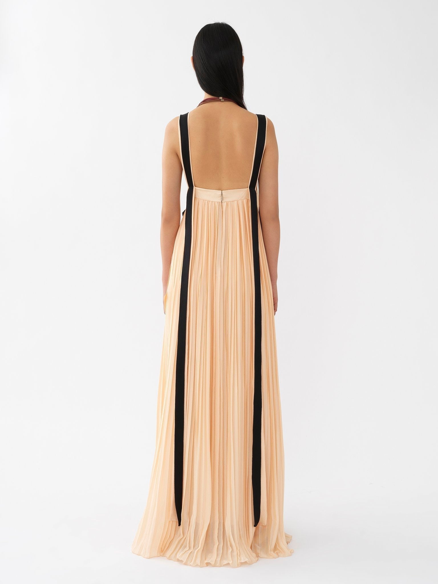 Robe empire en soie - Pink & Beige