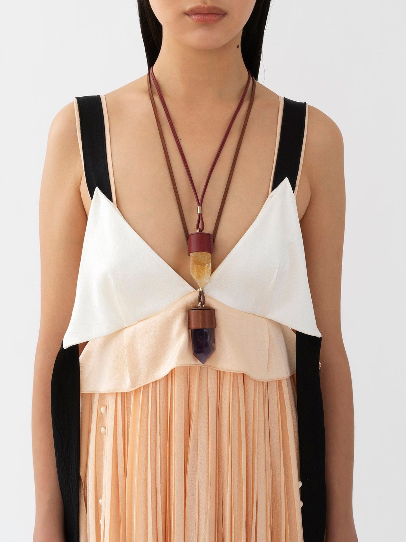 Robe empire en soie - Pink & Beige