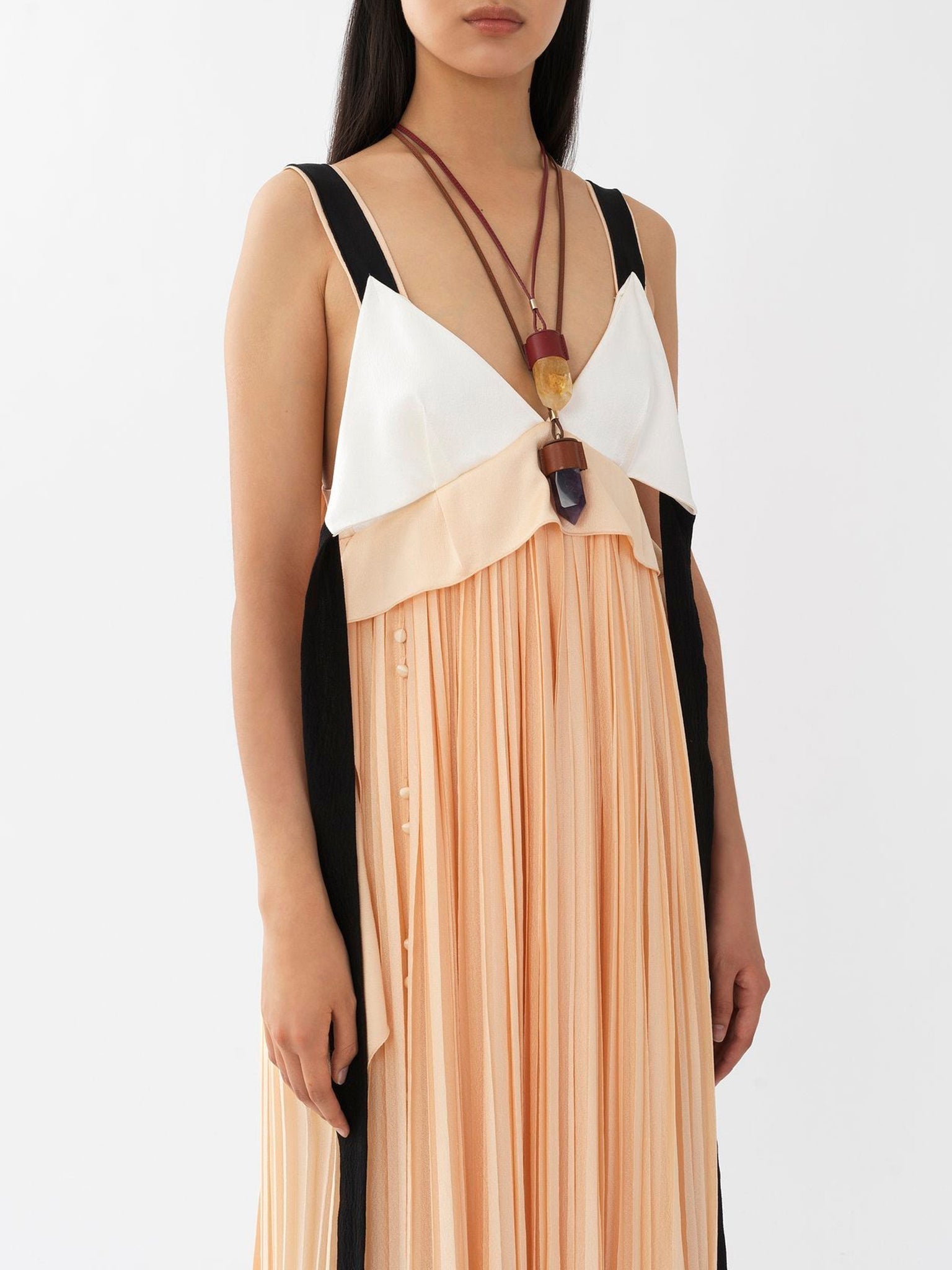 Robe empire en soie - Pink & Beige