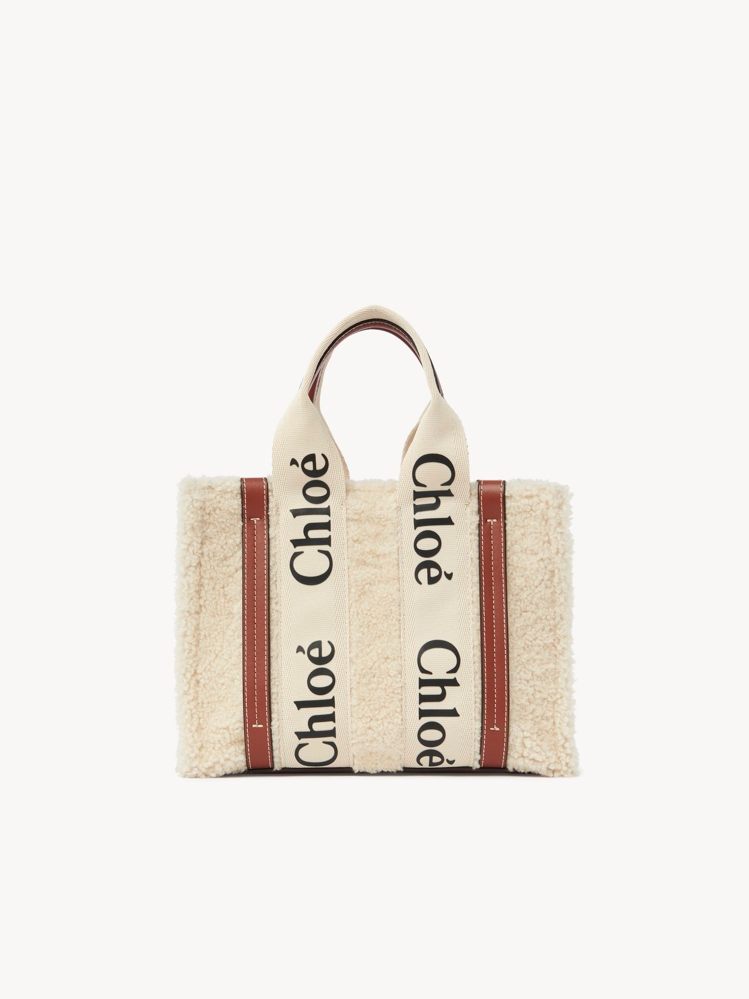 Petit sac cabas Woody à bandoulière en cuir - Mild Beige