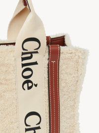 Petit sac cabas Woody à bandoulière en cuir - Mild Beige