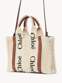 Petit sac cabas Woody à bandoulière en cuir - Mild Beige