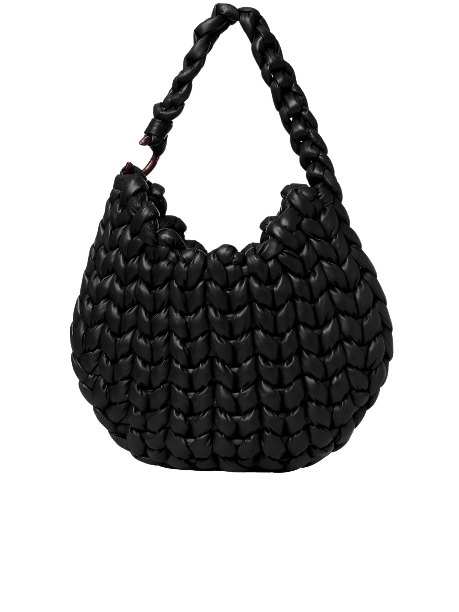 Grand sac hobo Wooden C en cuir - Black
