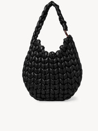 Grand sac hobo Wooden C en cuir - Black
