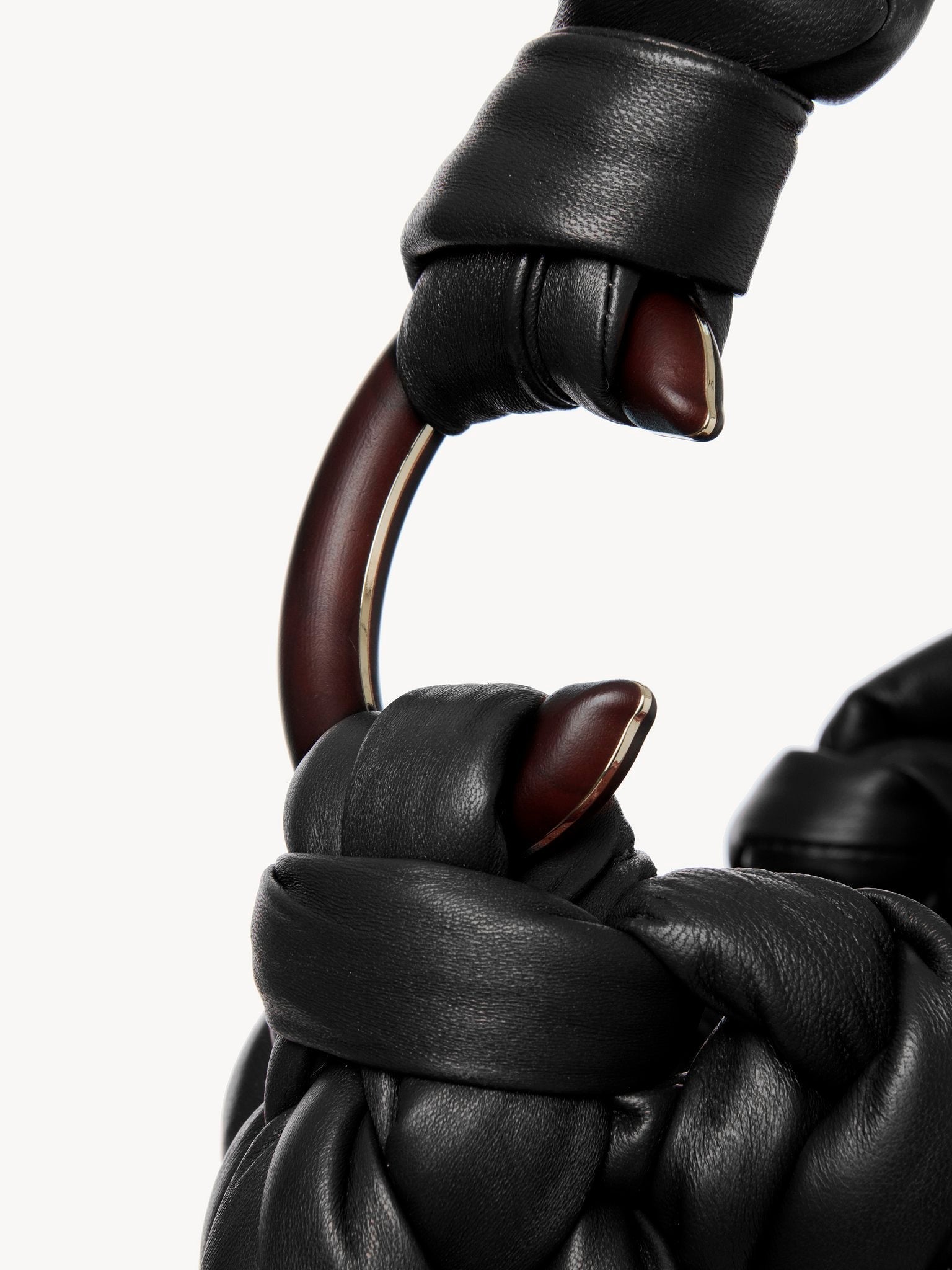 Grand sac hobo Wooden C en cuir - Black