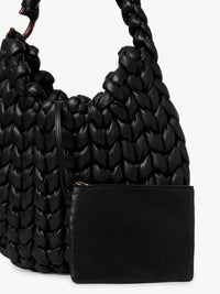 Grand sac hobo Wooden C en cuir - Black