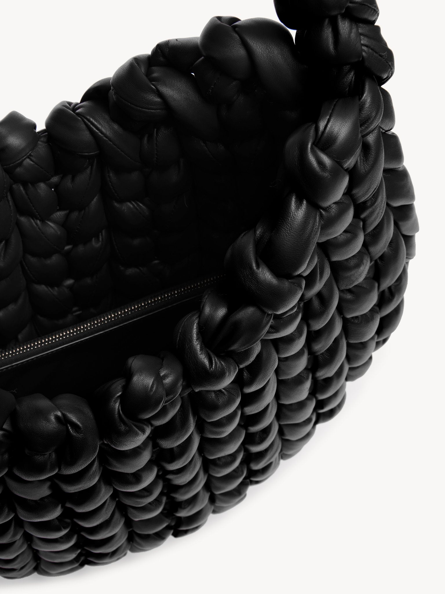 Grand sac hobo Wooden C en cuir - Black