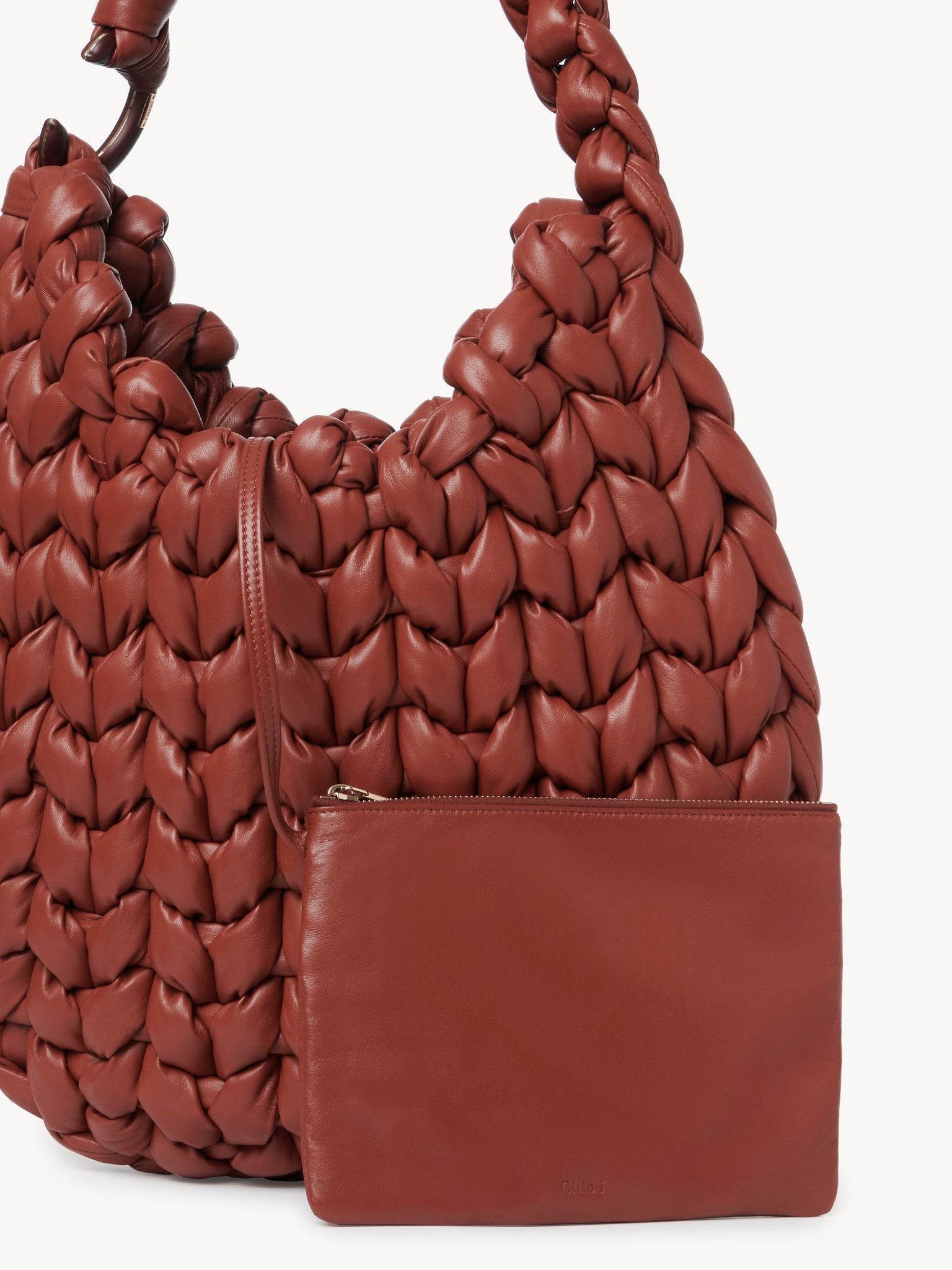 Grand sac hobo Wooden C en cuir - Sepia Brown