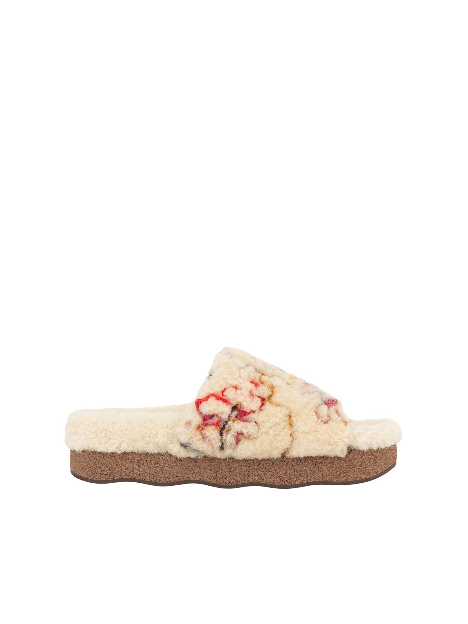 Sandales Wavy en peau de mouton brodées - Multicolor Blanc