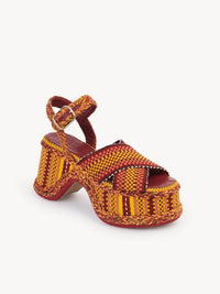 Sandales compensées Meril en cuir - Sunset Orange