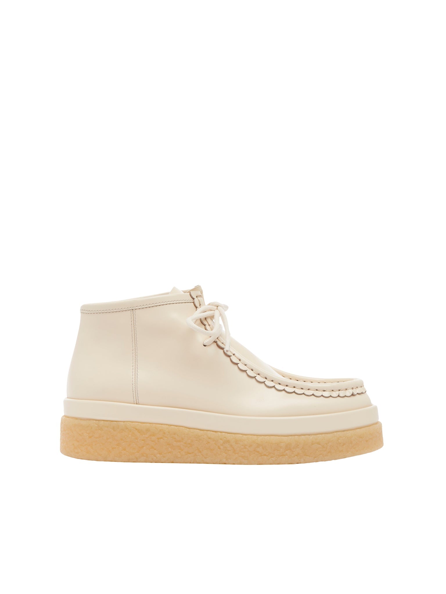 Bottines Jamie plates en cuir brillant - Coquille D'Oeuf