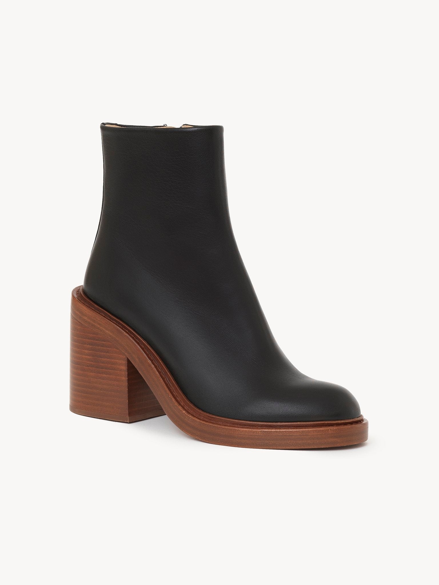 Bottines à talon May en cuir - Black