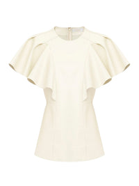 Top volanté en cuir - Confident White