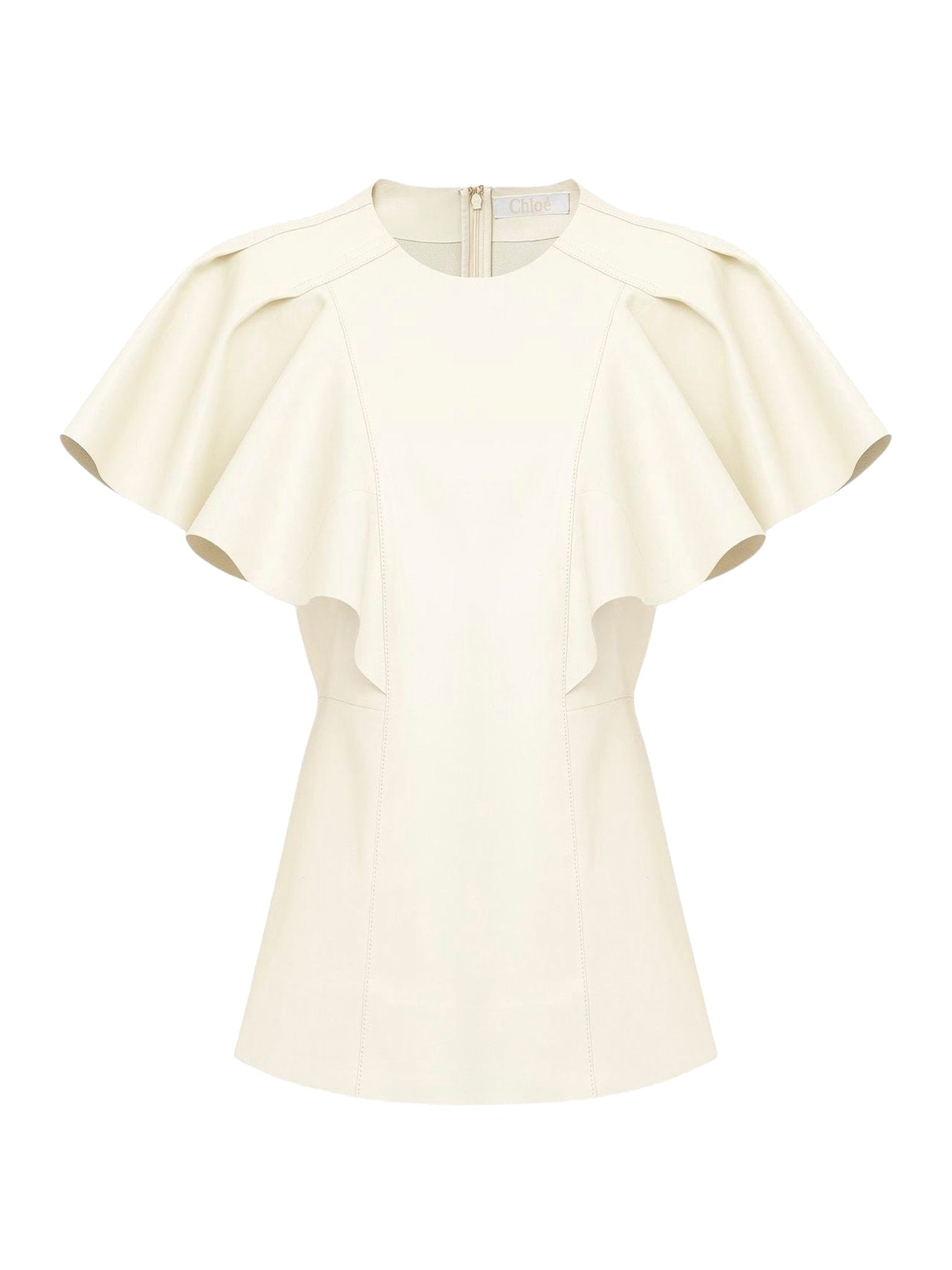 Top volanté en cuir - Confident White