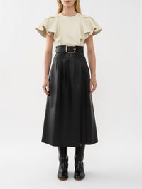 Top volanté en cuir - Confident White
