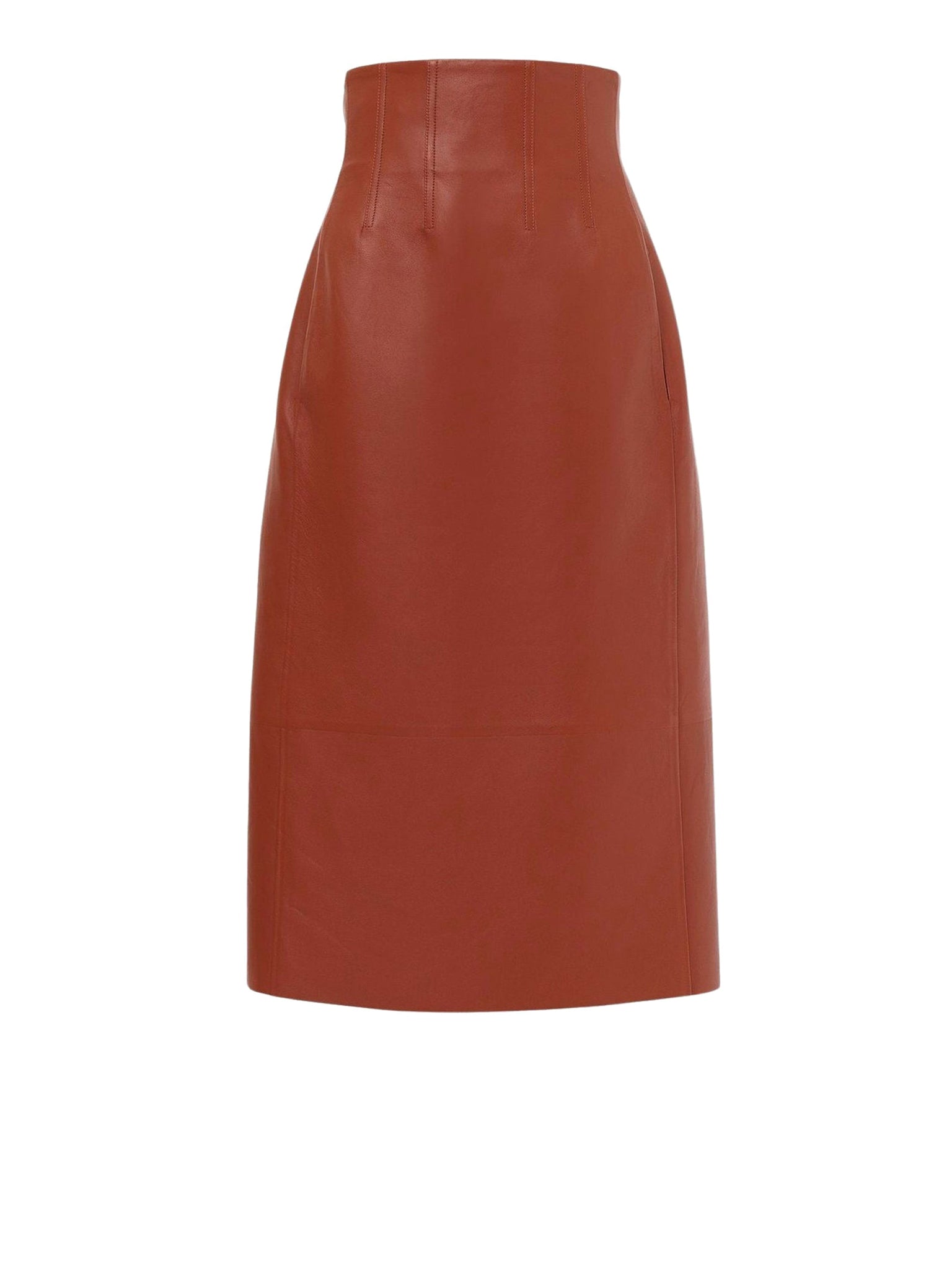 Jupe midi corset en cuir - Intense Brown