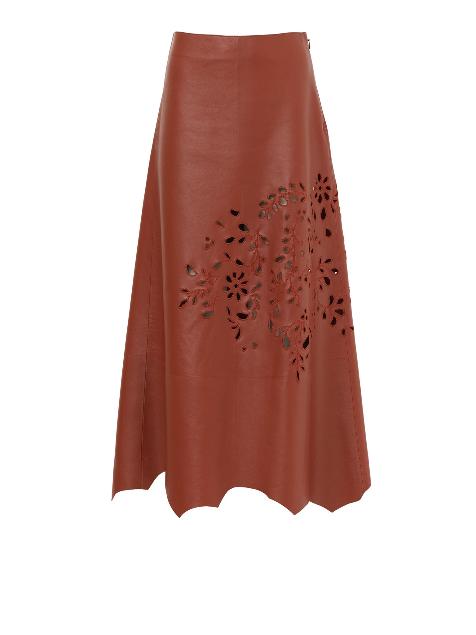 Jupe ajouré en cuir - Intense Brown