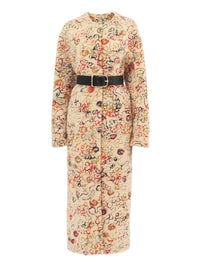 Manteau ceinturé en laine - Multicolor White