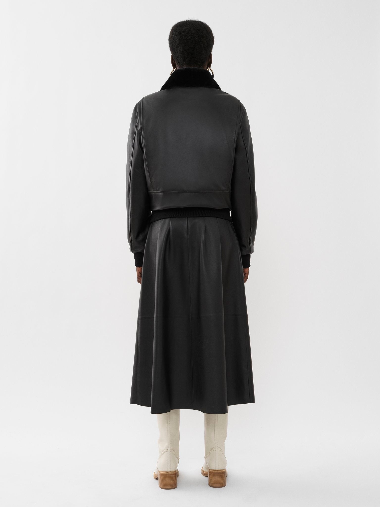 Veste en cuir brodée - Black