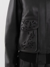 Veste en cuir brodée - Black