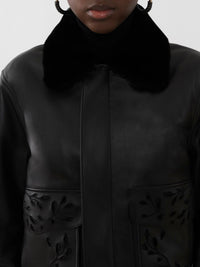 Veste en cuir brodée - Black