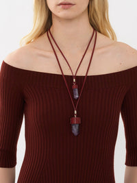 Collier moyen Jemma en laiton et pierre semi préçieuse - Purple & Purple