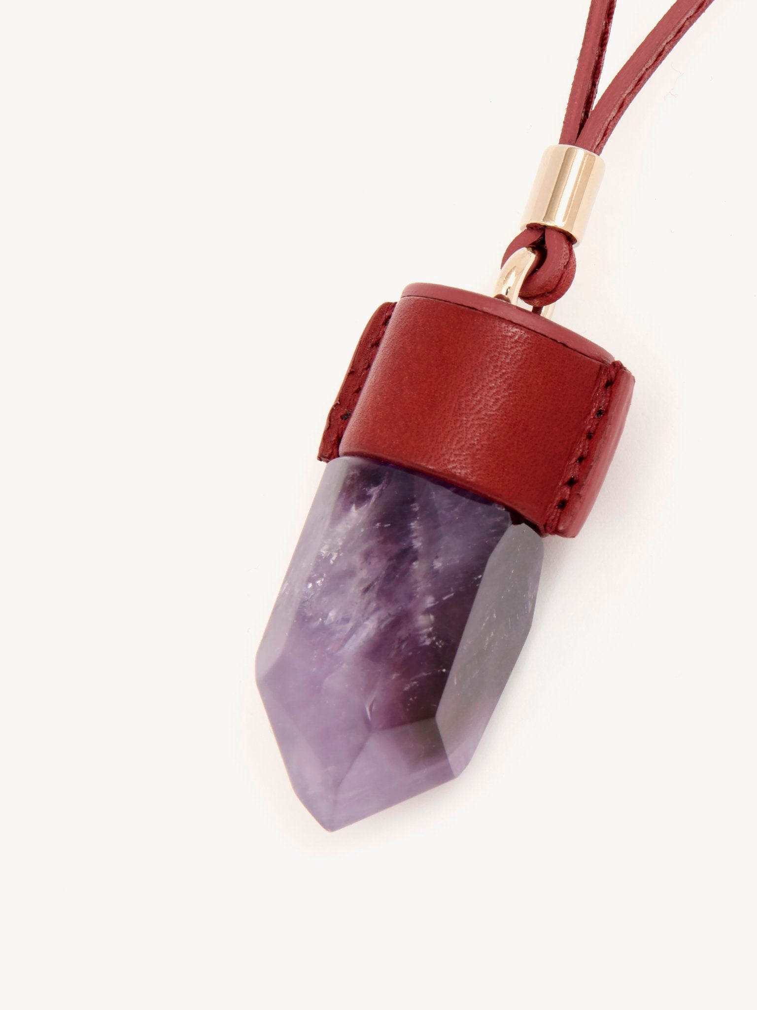 Collier moyen Jemma en laiton et pierre semi préçieuse - Purple & Purple