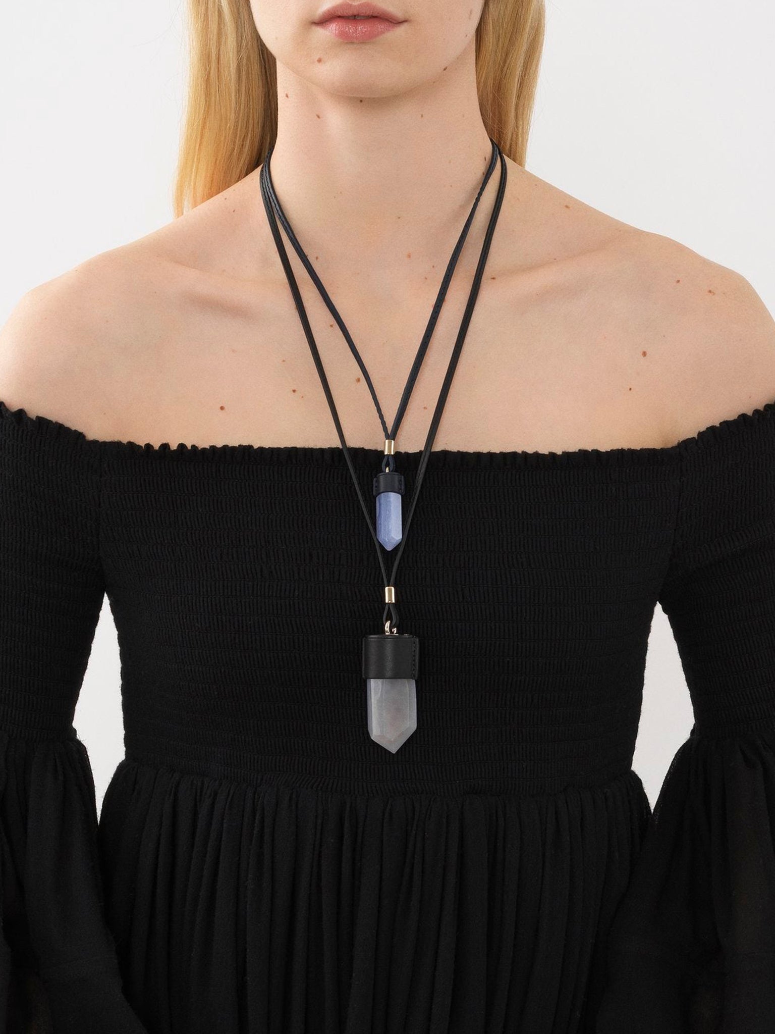 Collier mini Jemma en laiton et pierre semi préçieuse - Blue & Blue