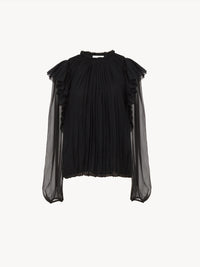 Blouse plissée en laine - Black