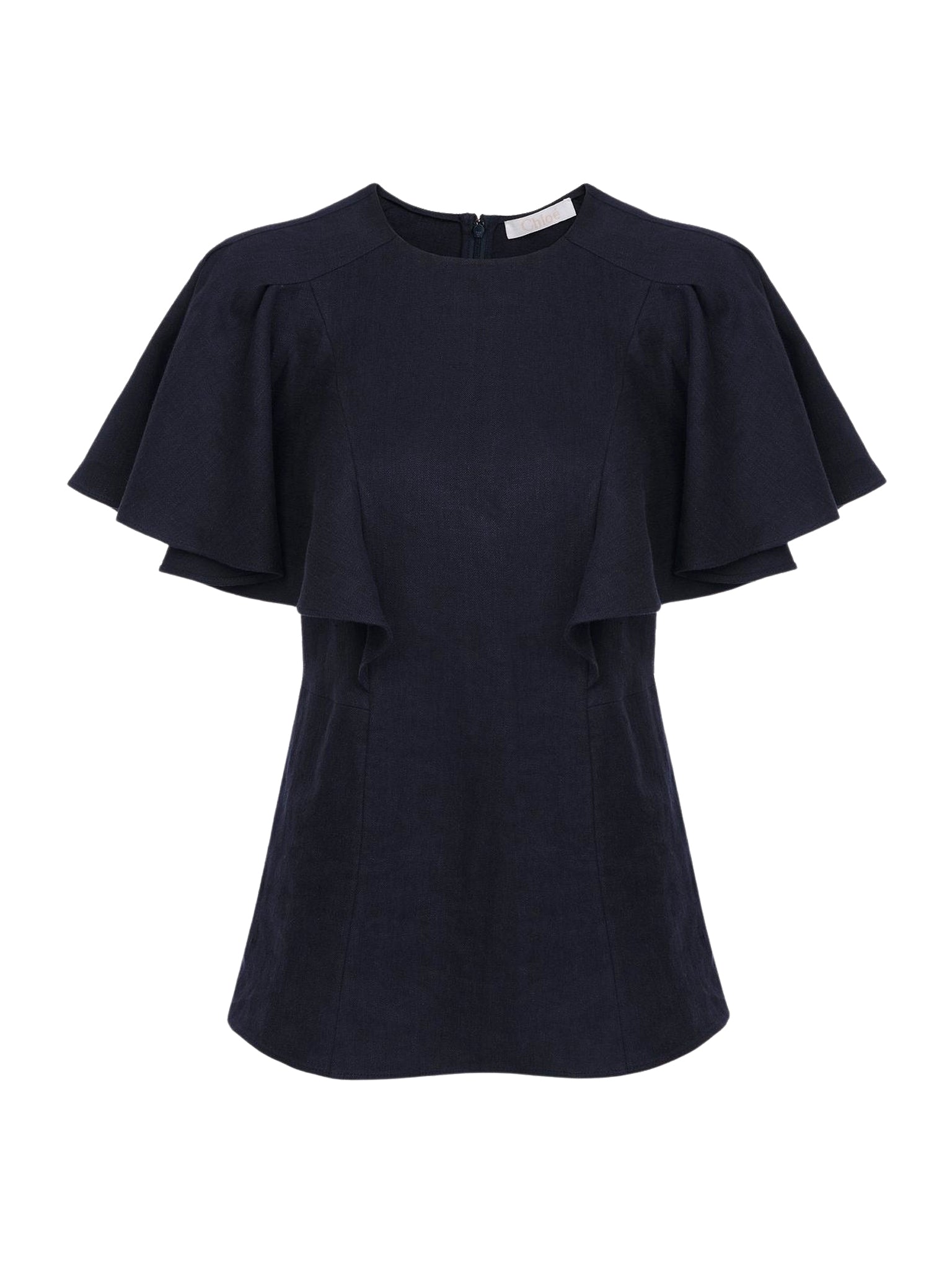 Top volanté sans manches en lin - Ink Navy