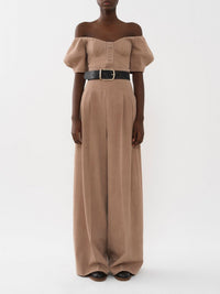 Top corset épaules nues en laine - Skin Beige