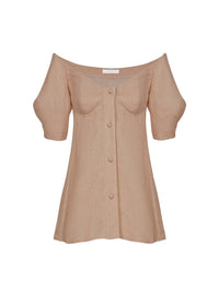 Top corset épaules nues en laine - Skin Beige