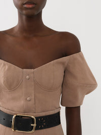 Top corset épaules nues en laine - Skin Beige