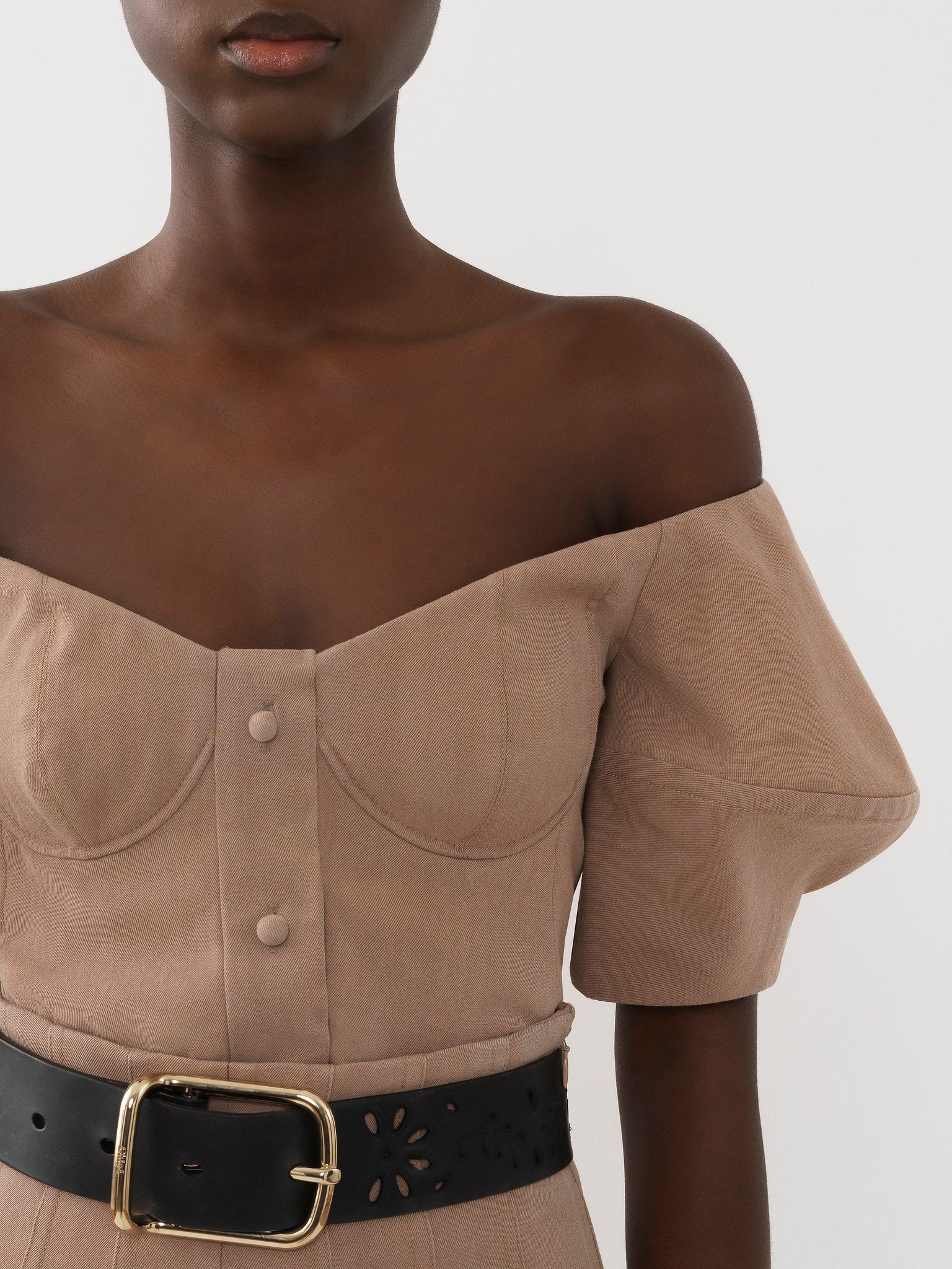 Top corset épaules nues en laine - Skin Beige